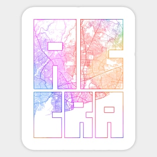 Accra, Ghana City Map Typography - Colorful Sticker